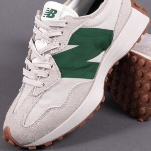Womens New Balance 327 white with green